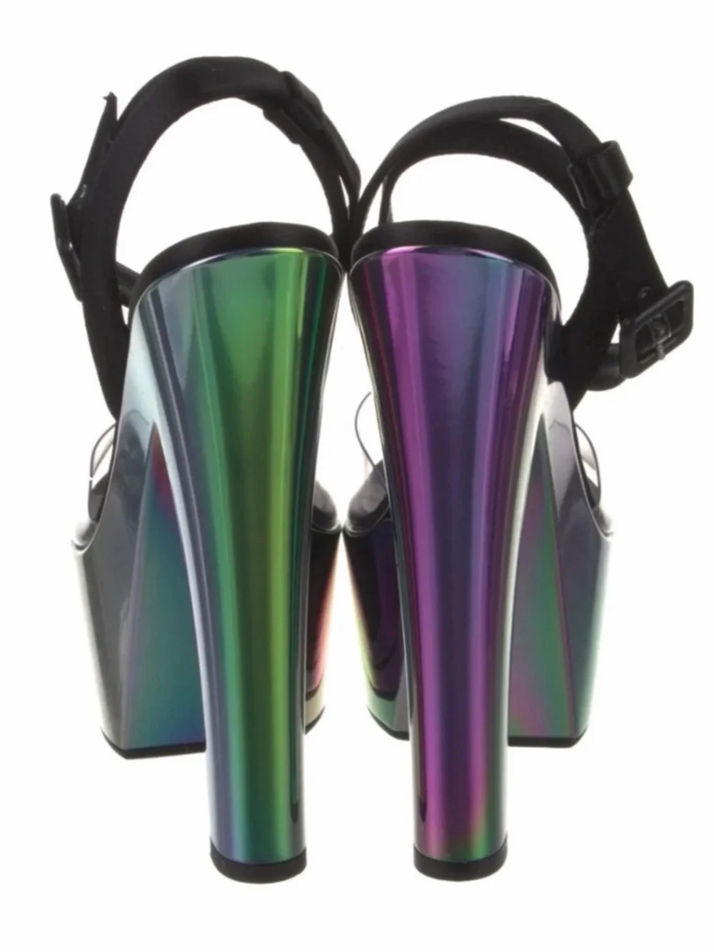 Giuseppe Zanotti Iridescent Multi-Color Platform Sandal with Black Ankle Strap